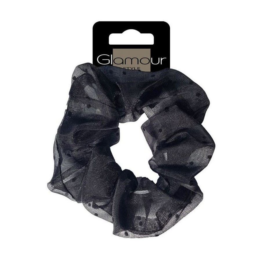 Резинка для волосся Inter-Vion Glamour чорна в горошок, 1 шт (417678)